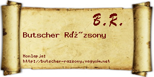Butscher Rázsony névjegykártya